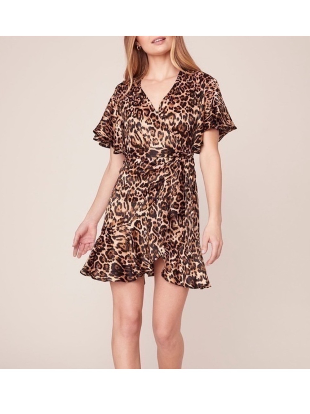 BB Dakota Leopard Wrap Mini Dress